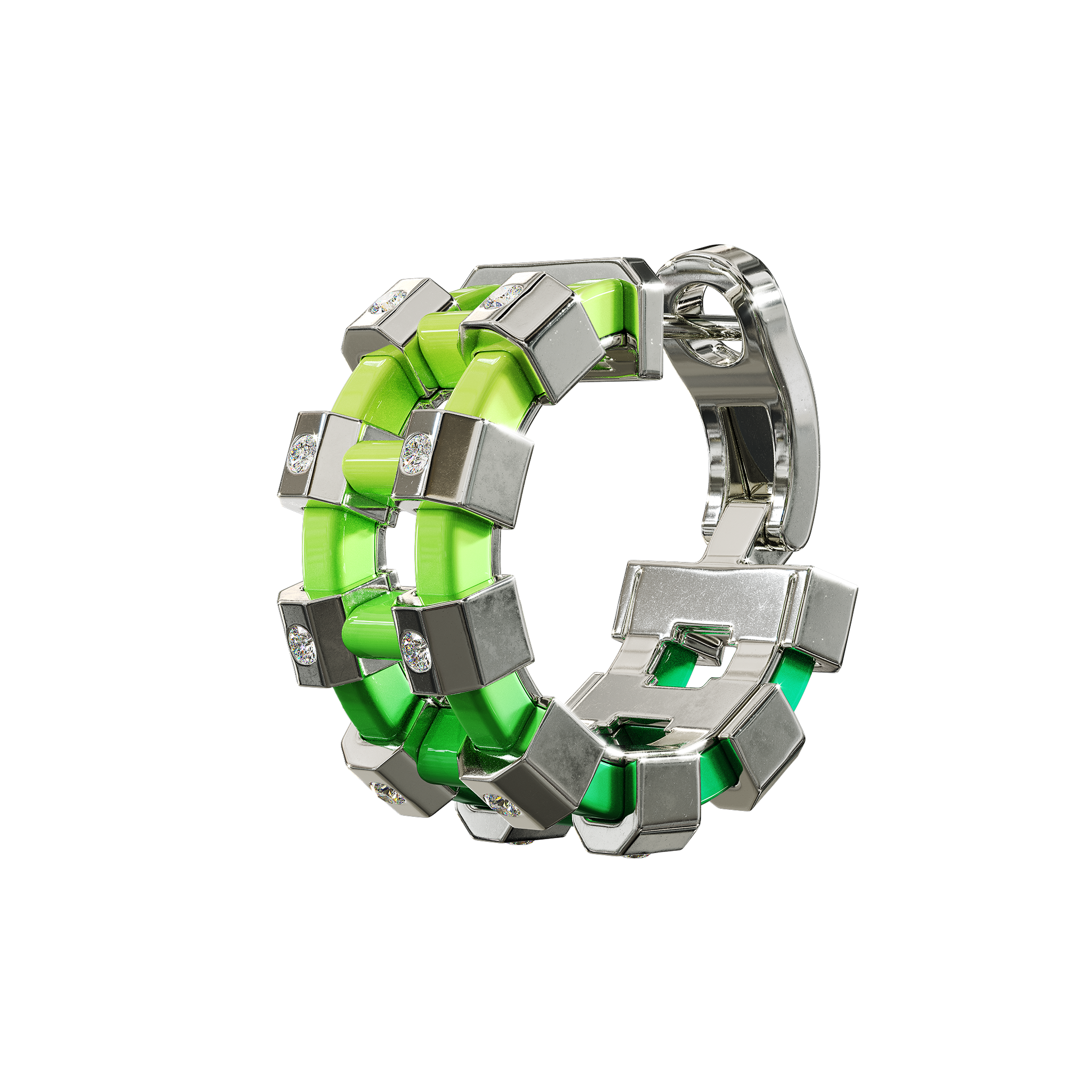 A detail of Sodium Earring in Clover Gradient